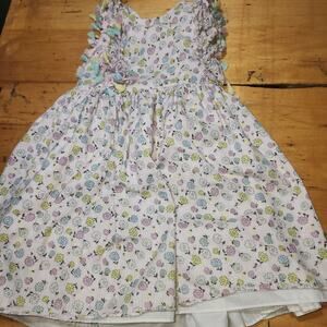 PIPPA & JULIE Girls Size 5 Pink Floral Tasseled Dress Cotton Double Lining